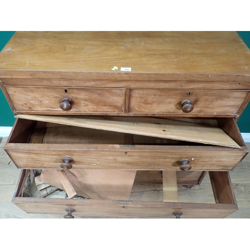 335 - A Victorian mahogany Chest of two short and three long drawers 3ft 6in W x 3ft 5in H A/F