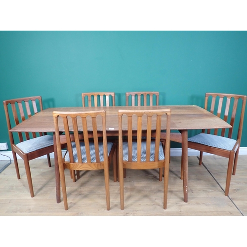 336 - A mid-century teak Dining Table 6ft W x 2ft 5in H and six Dining Chairs