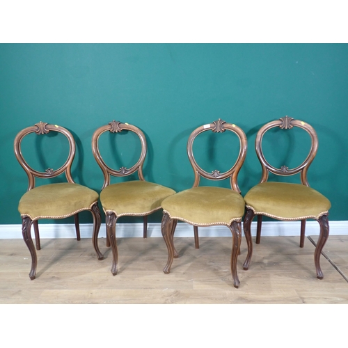 337 - A set of four Victorian walnut balloon back Dining Chairs