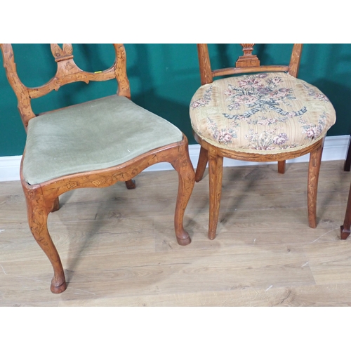 340 - A George II style walnut and marquetry inlaid    single Chair, another marquetry inlaid Chair and a ... 