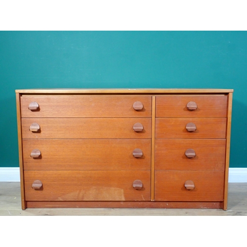 343 - A mid-century G-Plan style Chest of eight drawers 3ft 10in W x 2ft 3in H