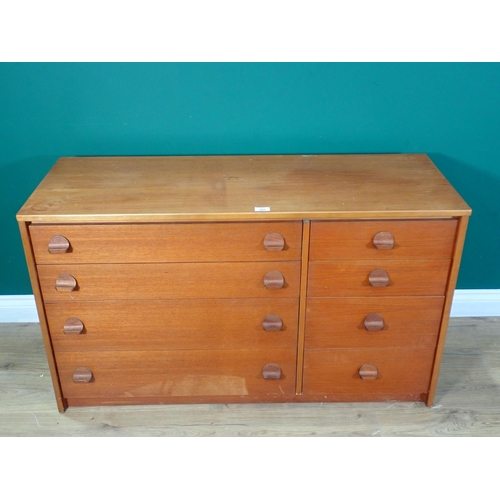 343 - A mid-century G-Plan style Chest of eight drawers 3ft 10in W x 2ft 3in H