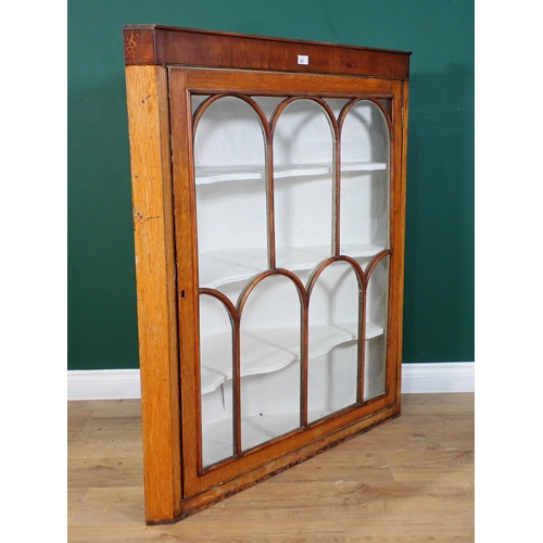 351 - A 19th Century mahogany and glazed hanging Corner Cabinet 3ft 10in H x 3ft 6in W