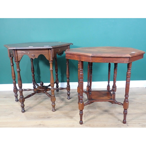 354 - Two walnut octagonal Centre Tables