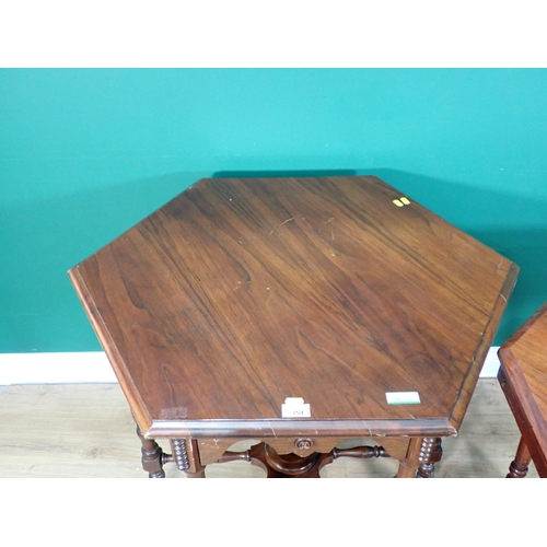 354 - Two walnut octagonal Centre Tables