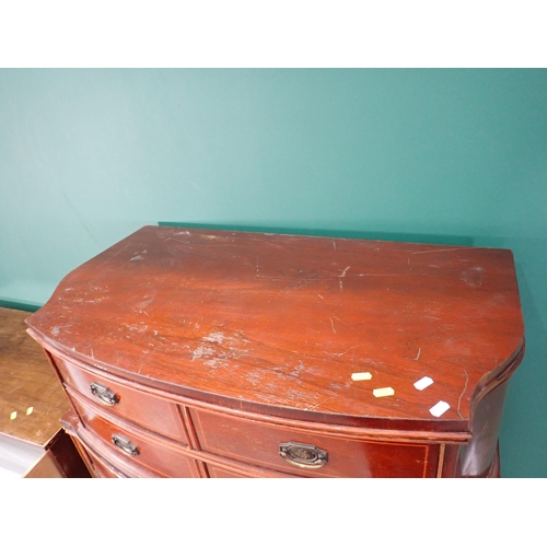 357 - An Italian mahogany veneered Chest of three drawers 3ft 2in H x 3ft W and a mahogany veneered Tallbo... 