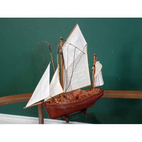 365 - A glass topped Coffee Table, pair of mid-century  Dining Chairs and a Model of a ship