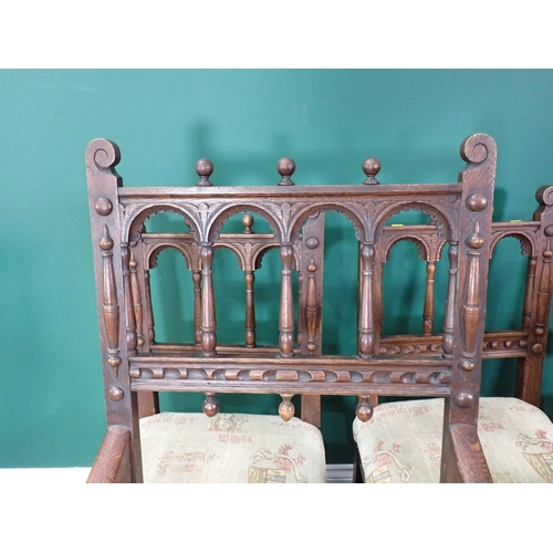 396 - A set of five oak South Yorkshire type Chairs in the 17th Century style