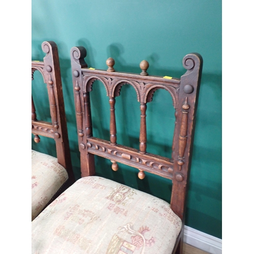 396 - A set of five oak South Yorkshire type Chairs in the 17th Century style