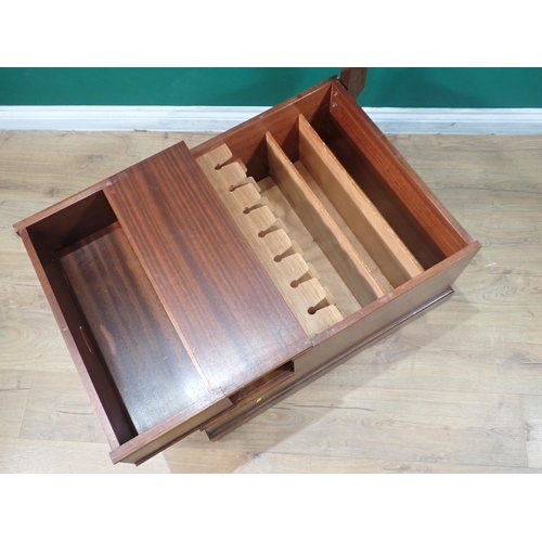 4 - A set of mahogany Library Steps with turned pineapple finial support and 
hinged lid revealing a fit... 