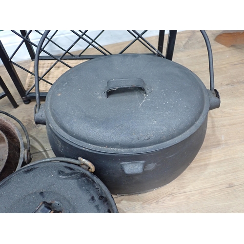 448 - Two modern Wine Racks, two large cooking pots and two others A/F.