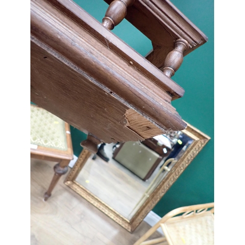 451 - A carved oak Single Chair, a gilt framed Wall Mirror, two bamboo Stands and wooden planter (lacking ... 