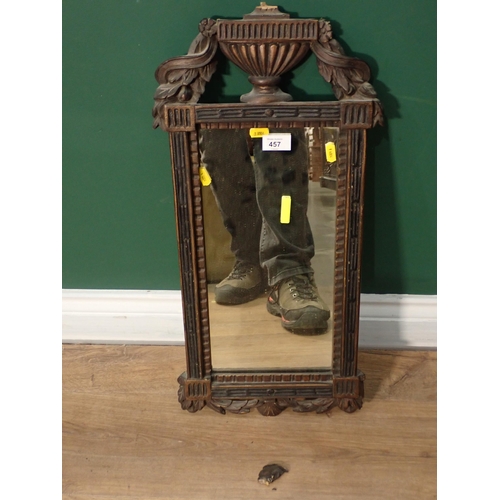 457 - A Wall Mirror with carved Urn and scroll border designs A/F.