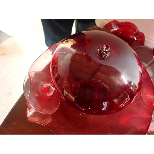 482 - A quantity of Cranberry and red glass including Bowls, Wines, etc, some A/F