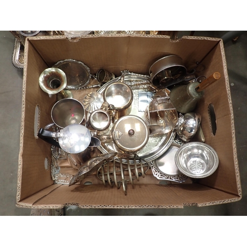 503 - A large quantity of plated Ware including a pair of Candlesticks, Entree Dishes, Salvers, Toast Rack... 