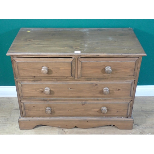 57 - A modern stained pine Chest of two short and two long drawers 3ft W x 2ft 4in H