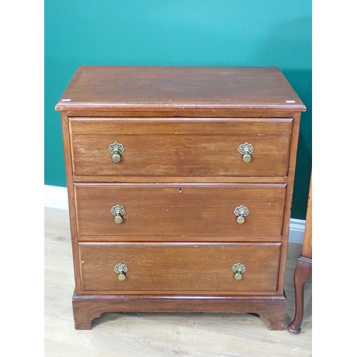 589 - An Edwardian mahogany and inlaid Bureau mounted on cabriole supports and pad feet 3ft 4in H x 2ft 5i... 