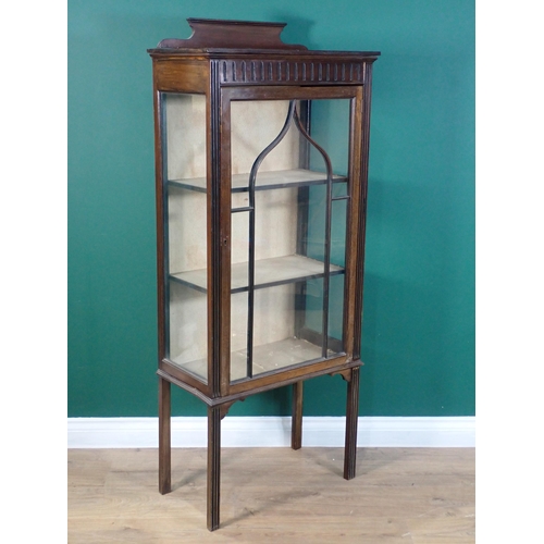 59 - An Edwardian mahogany Display Cabinet fitted glazed door on reeded square cut supports 4ft 8in H x 2... 