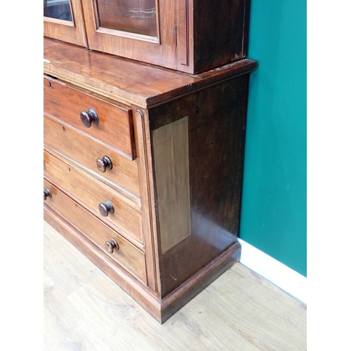 594 - A Victorian mahogany Secretaire Bookcase fitted pair of arched glazed doors above base fitted four d... 