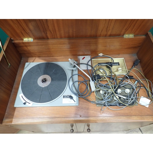 615 - A mid-century teak Hi-Fi Cabinet and a Cocktail Cabinet, both 3ft W x 2ft 11in H