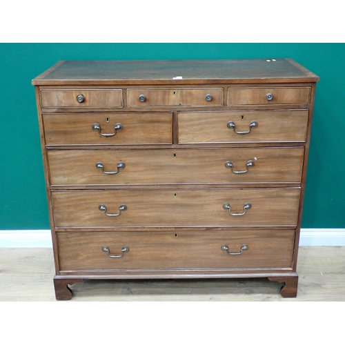 624 - A 19th Century mahogany and satinwood strung Chest of five short and three long drawers mounted on s... 