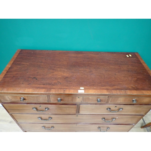 624 - A 19th Century mahogany and satinwood strung Chest of five short and three long drawers mounted on s... 