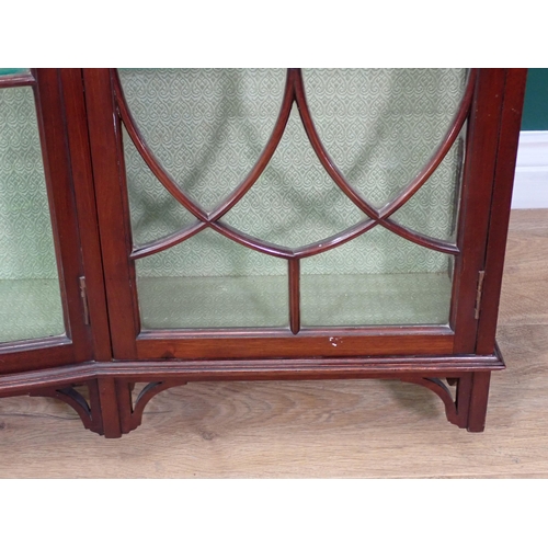 649 - An Edwardian mahogany Wall Cabinet fitted three doors enclosing glass shelves 4ft 1in H x 3ft 5in W