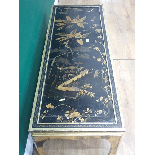 671 - A Chinese style lacquered Coffee Table 4ft 9in W x 1ft 6in H