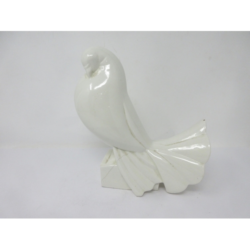 69 - A Jacques Admet pottery Figure of a white Dove, 8 in, impressed ADMET, A/F