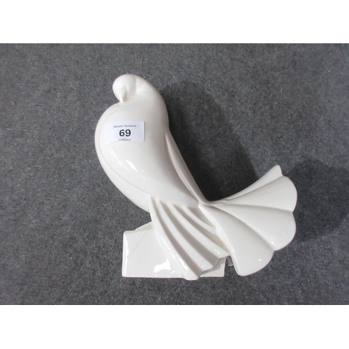 69 - A Jacques Admet pottery Figure of a white Dove, 8 in, impressed ADMET, A/F