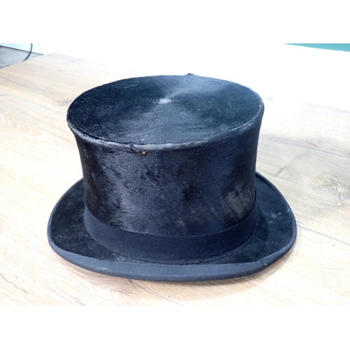 720 - A black Top Hat by Walter Barnard 7 3/4in back to front and a black Tail Coat