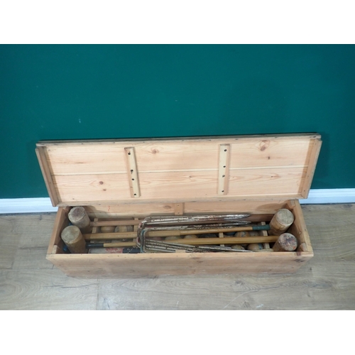 722 - A Croquet Set in pine box