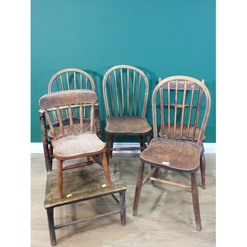 724 - A child's country Chair, three stick back Kitchen Chairs, an Oxford Chair and a ladderback Chair