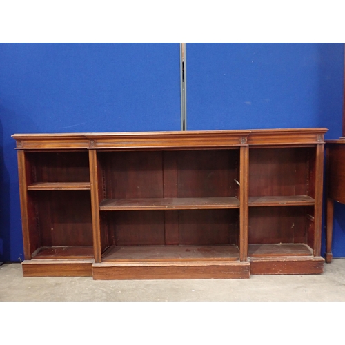 729 - A Victorian walnut breakfront Bookcase of three bays with adjustable shelves 6ft 8in W x 3ft 3in H