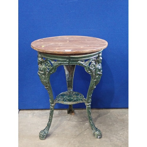 731 - A circular cast iron Pub Table 2ft 5in H x 1ft 10in D