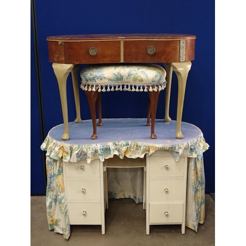 733 - Two kidney shaped Dressing Tables and a Stool