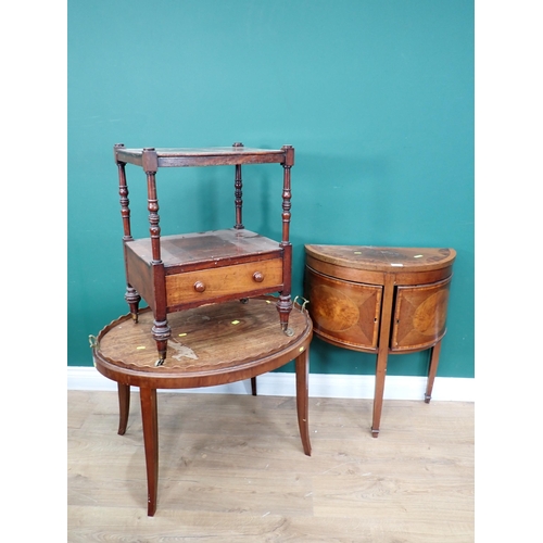 734 - A mahogany bow fronted Side Cabinet fitted pair of cupboard doors 2ft 5in H x 2ft W, a 19th Century ... 