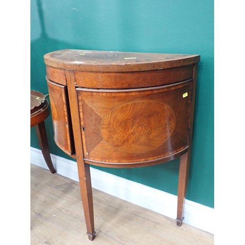 734 - A mahogany bow fronted Side Cabinet fitted pair of cupboard doors 2ft 5in H x 2ft W, a 19th Century ... 