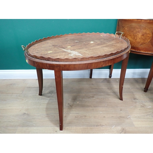 734 - A mahogany bow fronted Side Cabinet fitted pair of cupboard doors 2ft 5in H x 2ft W, a 19th Century ... 