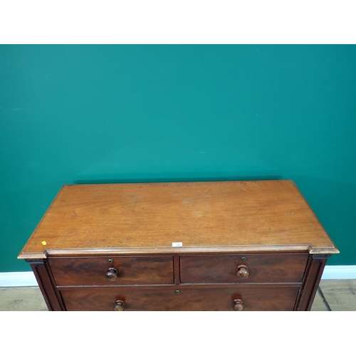 735 - A Victorian mahogany Chest of two short and two long drawers on plinth base 4ft 1in W x 2ft 9in H