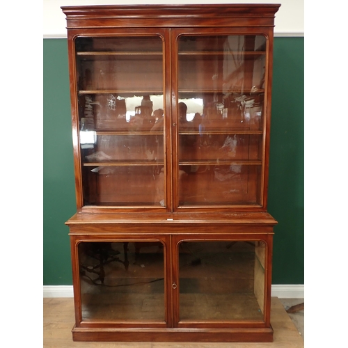 737 - A 19th Century mahogany Bookcase fitted pair of glazed doors above base fitted two cupboard doors 7f... 