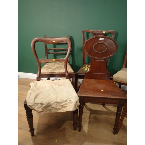 770 - A Victorian mahogany Hall Chair, a mahogany and inlaid Bedroom Chair, a balloon back Chair, an 18th ... 