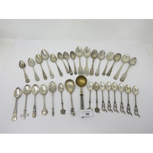 90 - A quantity of mostly silver Teaspoons, Coffee Spoons, Sporting Spoons, etc