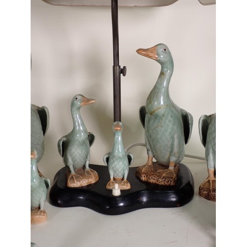 260 - A quantity of ceramic Duck Ornaments and Table Lamp