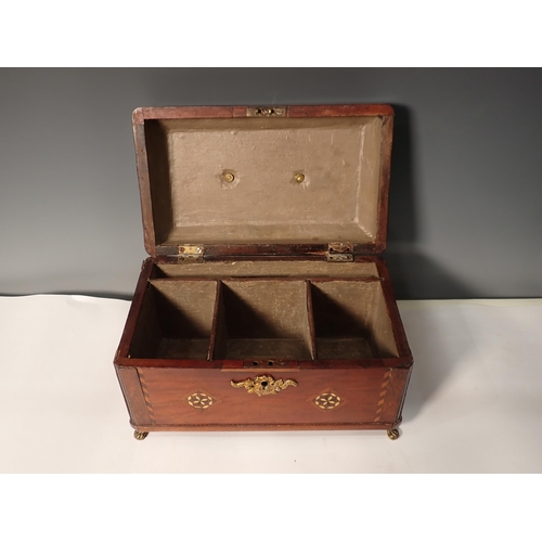 205 - A 19th Century inlaid mahogany three division Tea Caddy