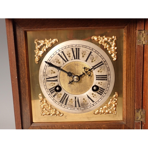 391 - A Victorian walnut cased architectural Mantle Clock 11in x 10 1/2in