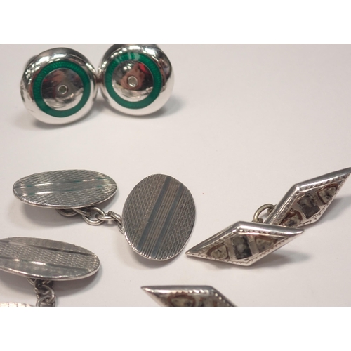 206 - A pair of Danish silver Cufflinks and four other pairs of silver Cufflinks