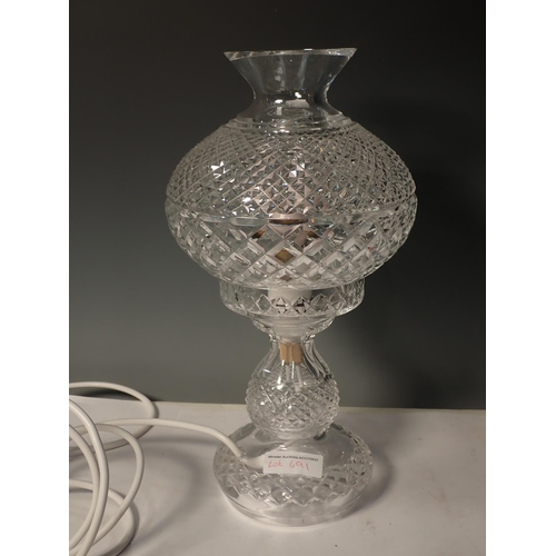 491 - A Waterford Crystal electric Table Lamp and Shade, passed PAT