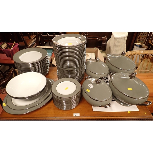 638 - A Limoges grey and silver part Dinner Service