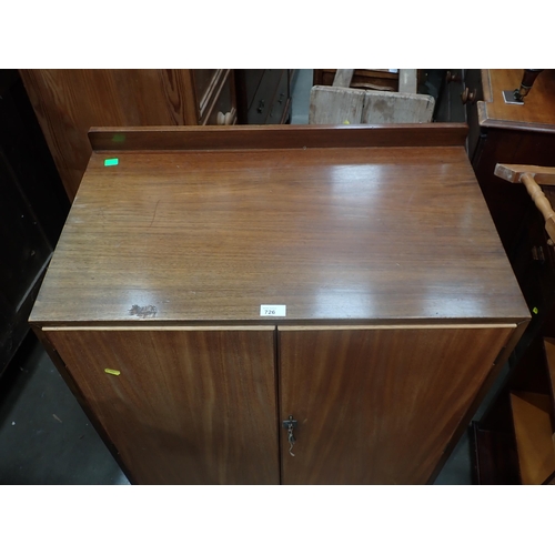 726 - A mid-century teak two door Cupboard 3ft 1in H x 2ft 6in W